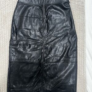 Black Faux Leather Pencil Skirt - Women